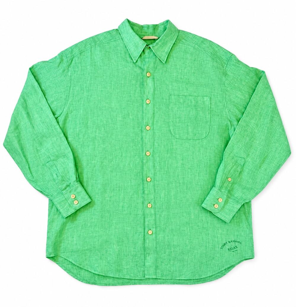 Tommy Bahama Green 100% Linen Shirt 1XB Coastal Resort